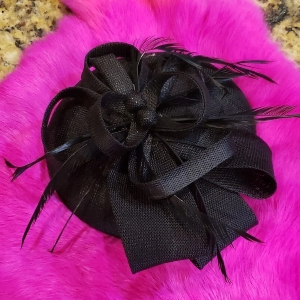 Black  Fascinator W/Clip‎ Hat Church Tea Party Derby Hair Accessories